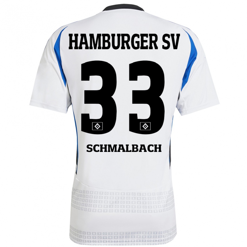 Kinder Fußball Sebastian Schmalbach #33 Weiß Blau Heimtrikot Trikot 2024/25 T-Shirt Luxemburg