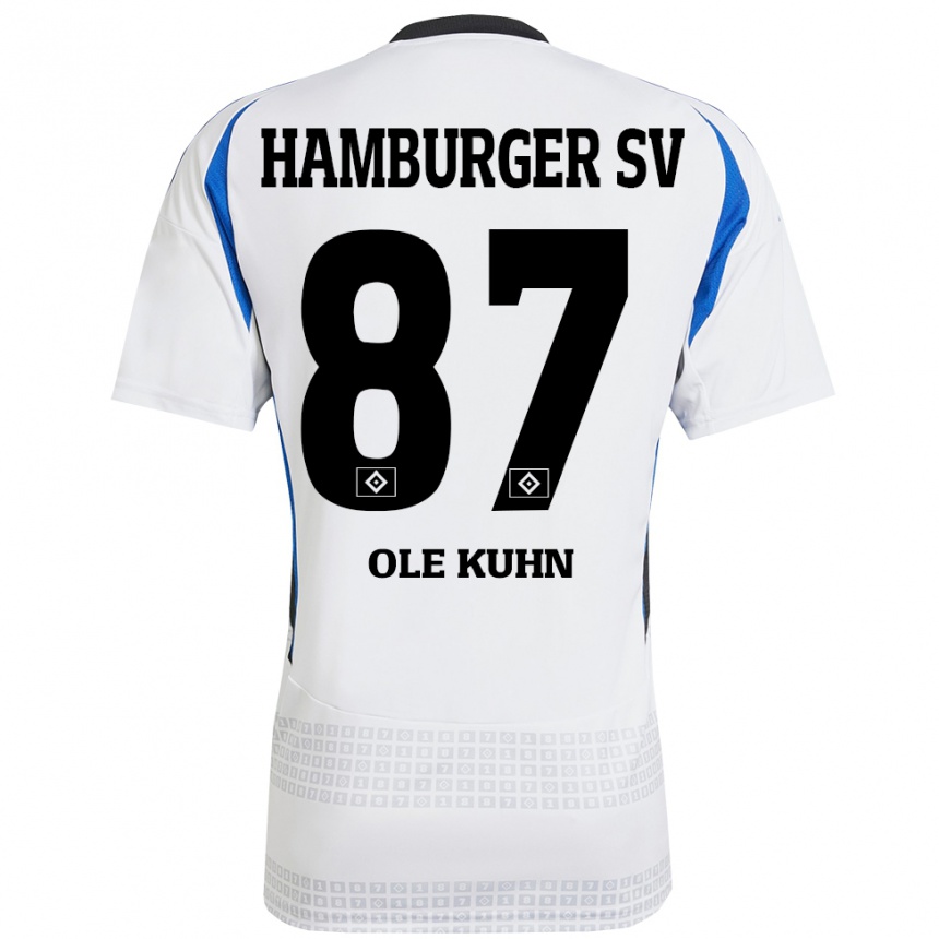 Kinder Fußball Niklas Ole Kühn #87 Weiß Blau Heimtrikot Trikot 2024/25 T-Shirt Luxemburg