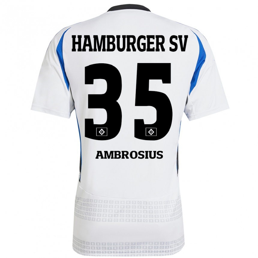 Kinder Fußball Stephan Ambrosius #35 Weiß Blau Heimtrikot Trikot 2024/25 T-Shirt Luxemburg