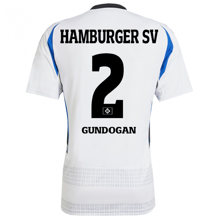 Kinder Fußball Haci Gündogan #2 Weiß Blau Heimtrikot Trikot 2024/25 T-Shirt Luxemburg