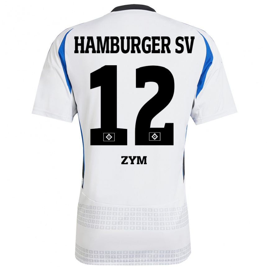 Kinder Fußball Marcel Zym #12 Weiß Blau Heimtrikot Trikot 2024/25 T-Shirt Luxemburg