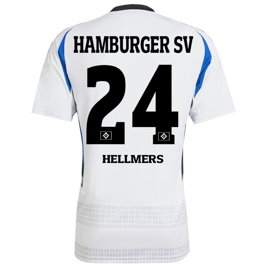 Kinder Fußball Maximilian Hellmers #24 Weiß Blau Heimtrikot Trikot 2024/25 T-Shirt Luxemburg