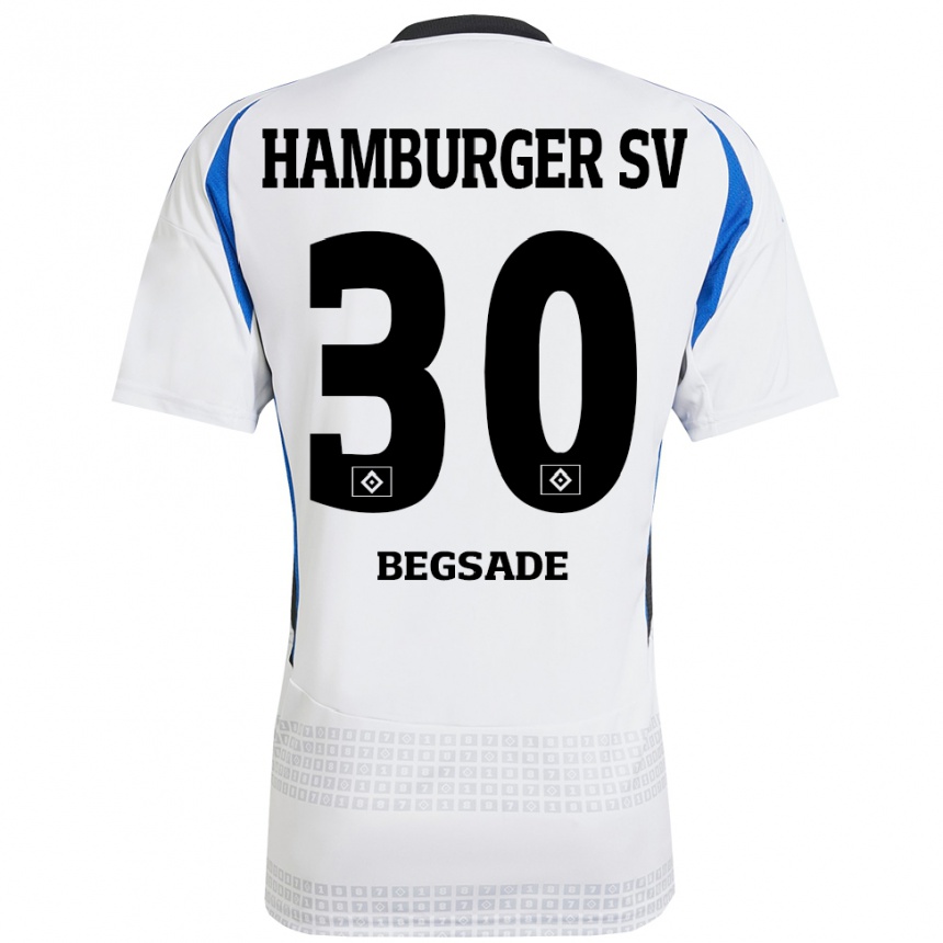 Kinder Fußball Soheil Begsade #30 Weiß Blau Heimtrikot Trikot 2024/25 T-Shirt Luxemburg