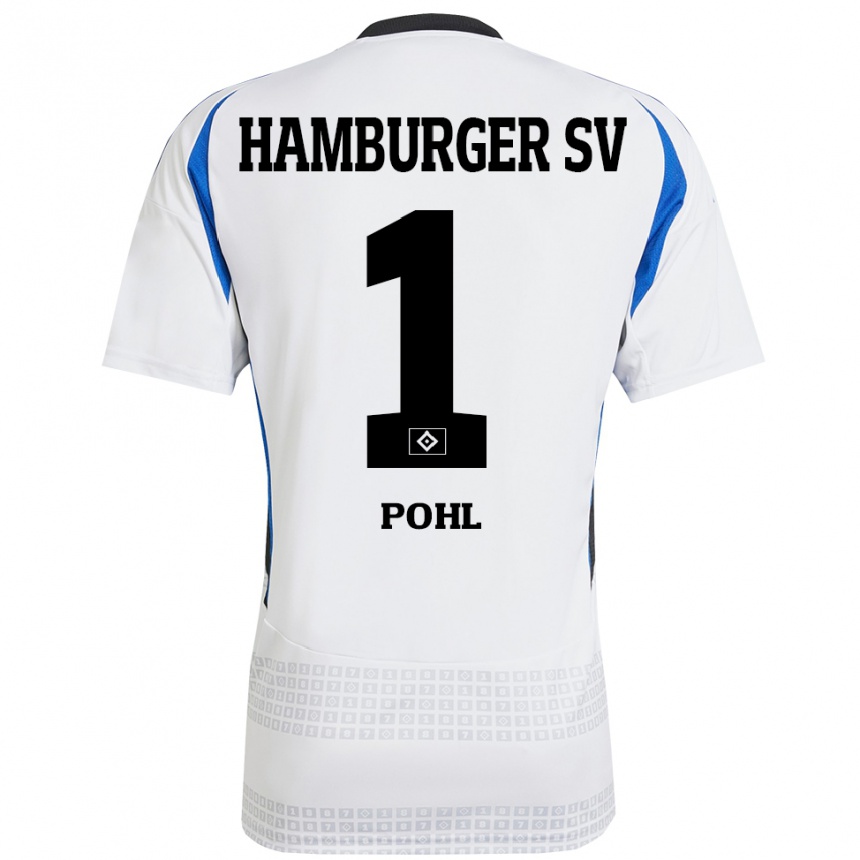 Kinder Fußball Christina Pohl #1 Weiß Blau Heimtrikot Trikot 2024/25 T-Shirt Luxemburg