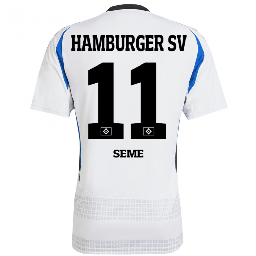 Kinder Fußball Anna-Katharina Seme #11 Weiß Blau Heimtrikot Trikot 2024/25 T-Shirt Luxemburg