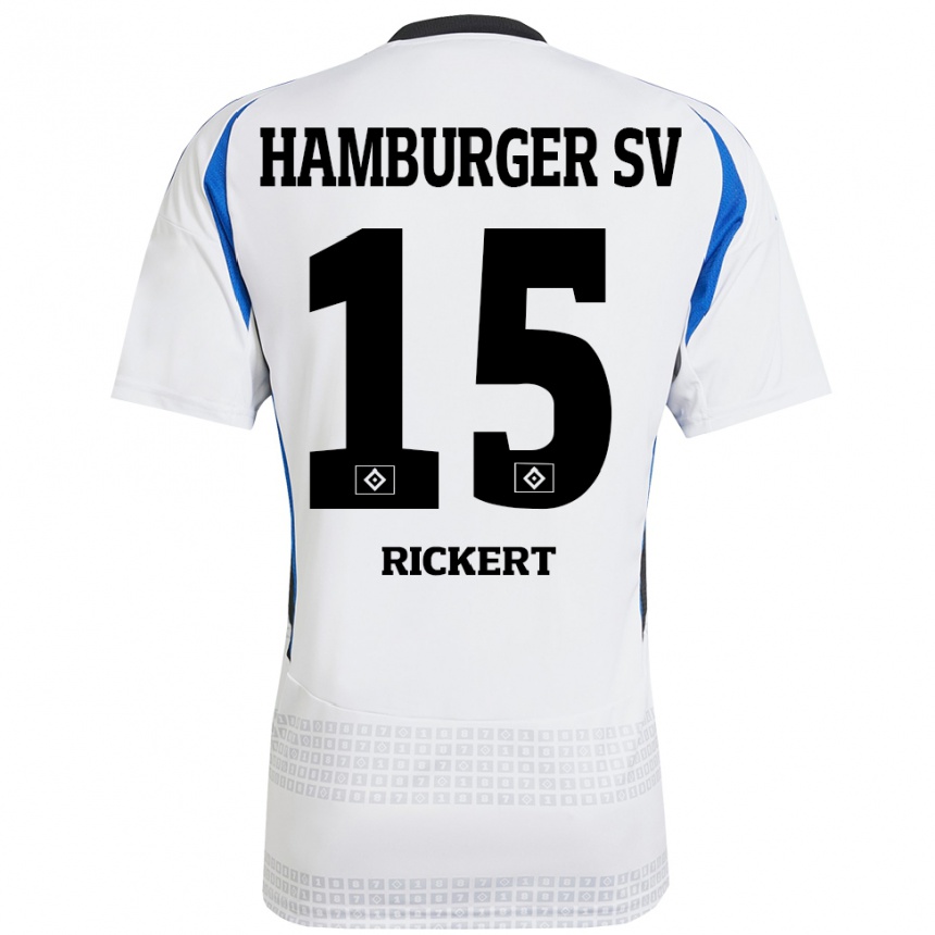 Kinder Fußball Manja Rickert #15 Weiß Blau Heimtrikot Trikot 2024/25 T-Shirt Luxemburg