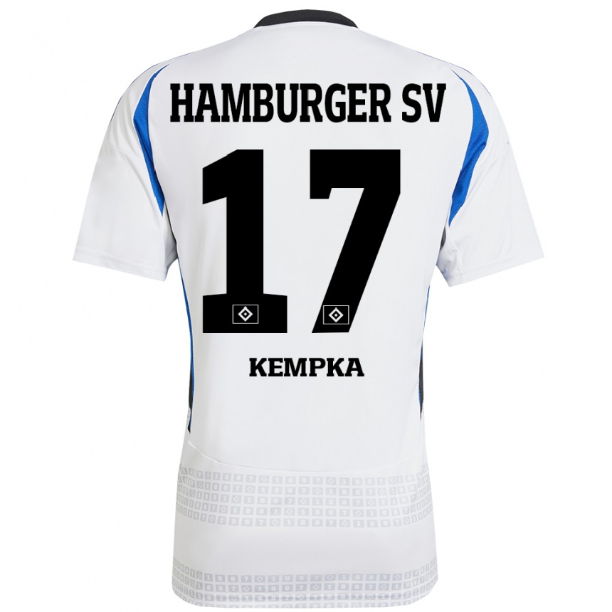 Kinder Fußball Sylvana Kempka #17 Weiß Blau Heimtrikot Trikot 2024/25 T-Shirt Luxemburg