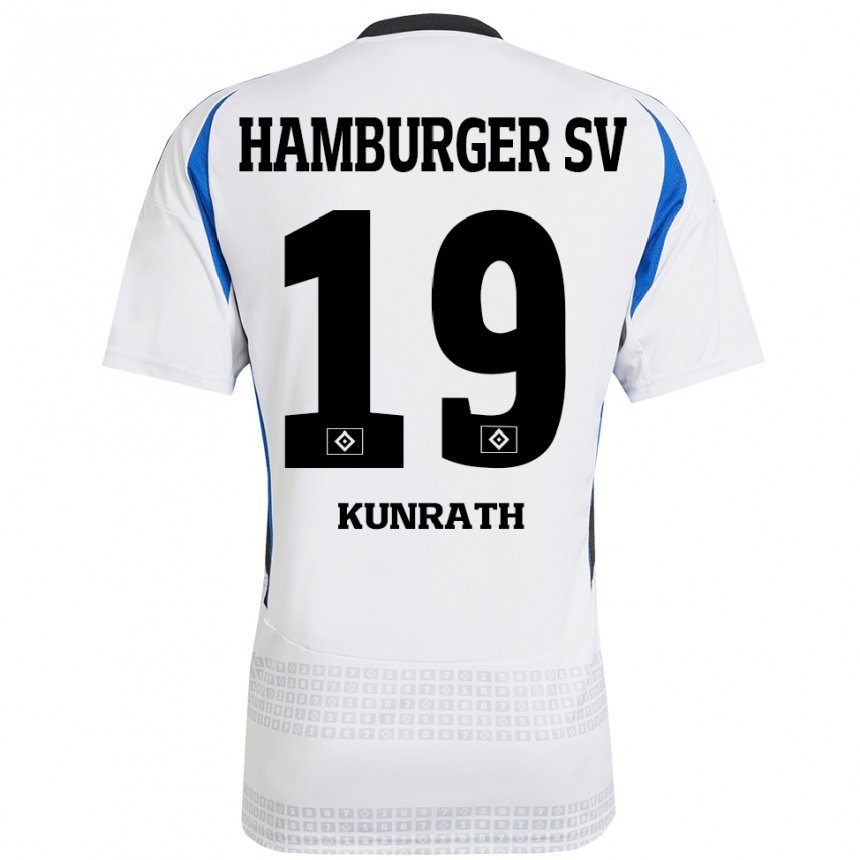 Kinder Fußball Lina Kunrath #19 Weiß Blau Heimtrikot Trikot 2024/25 T-Shirt Luxemburg