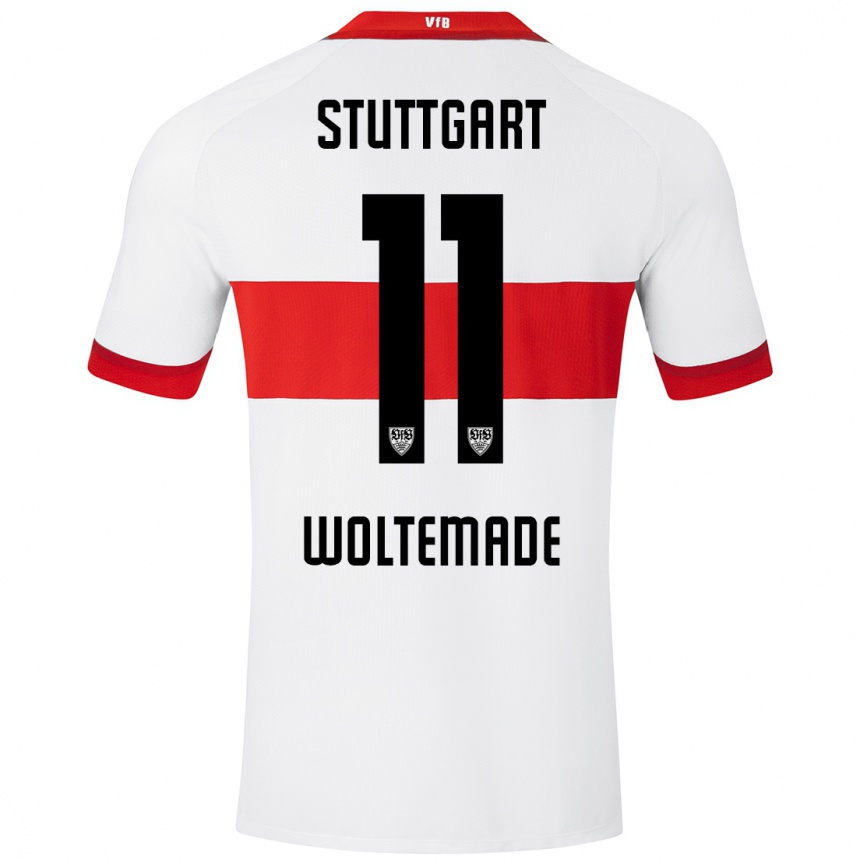 Kinder Fußball Nick Woltemade #11 Weiß Rot Heimtrikot Trikot 2024/25 T-Shirt Luxemburg