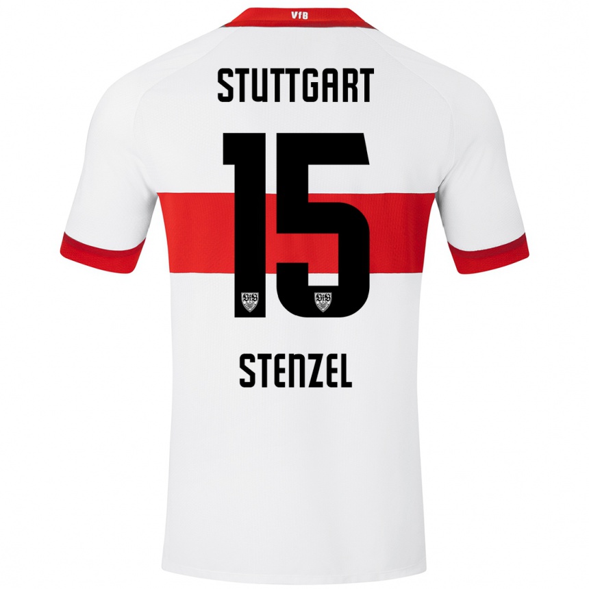 Kinder Fußball Pascal Stenzel #15 Weiß Rot Heimtrikot Trikot 2024/25 T-Shirt Luxemburg