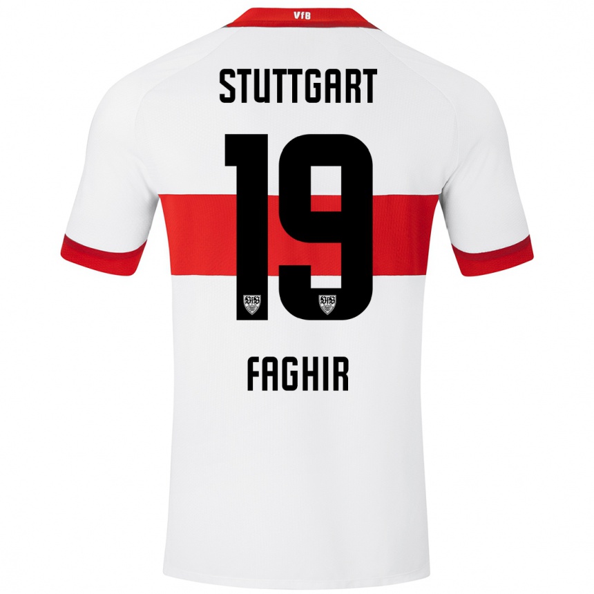 Kinder Fußball Wahid Faghir #19 Weiß Rot Heimtrikot Trikot 2024/25 T-Shirt Luxemburg