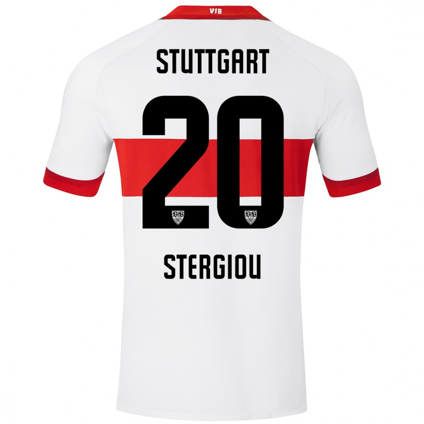 Kinder Fußball Leonidas Stergiou #20 Weiß Rot Heimtrikot Trikot 2024/25 T-Shirt Luxemburg