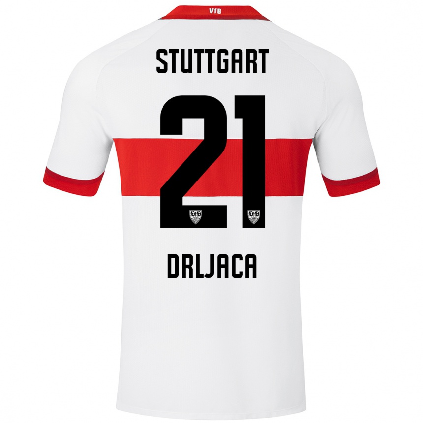 Kinder Fußball Stefan Drljaca #21 Weiß Rot Heimtrikot Trikot 2024/25 T-Shirt Luxemburg