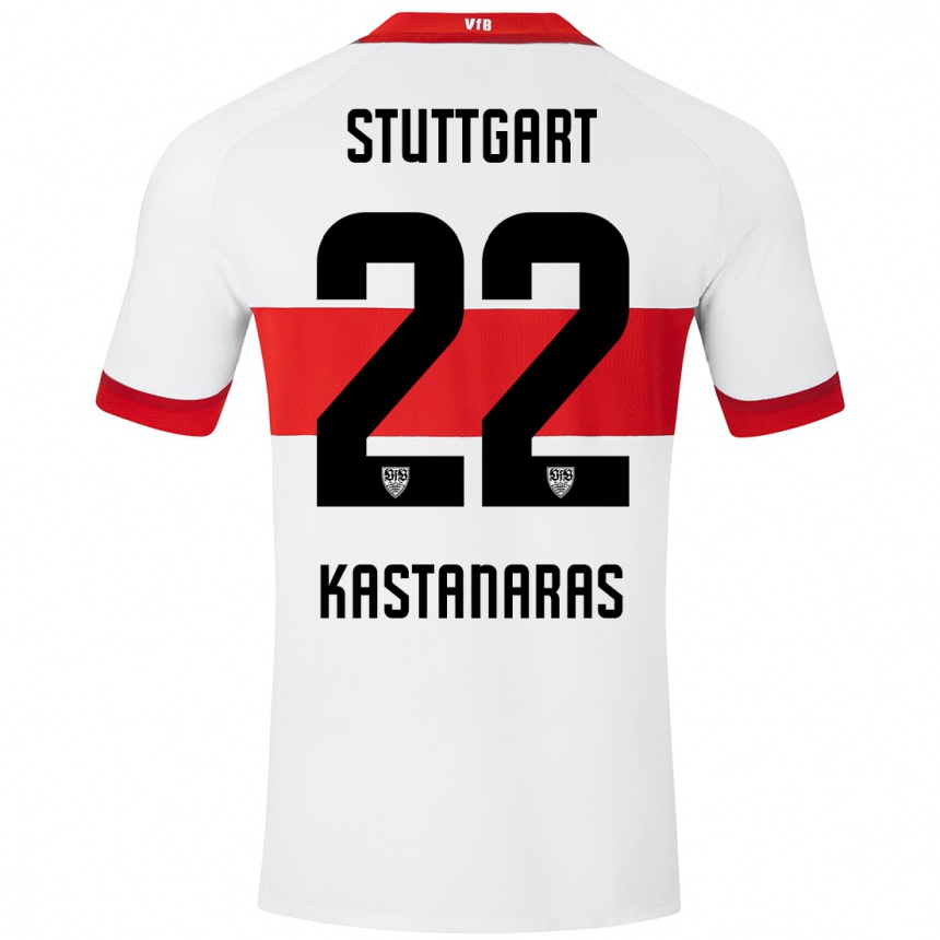 Kinder Fußball Thomas Kastanaras #22 Weiß Rot Heimtrikot Trikot 2024/25 T-Shirt Luxemburg