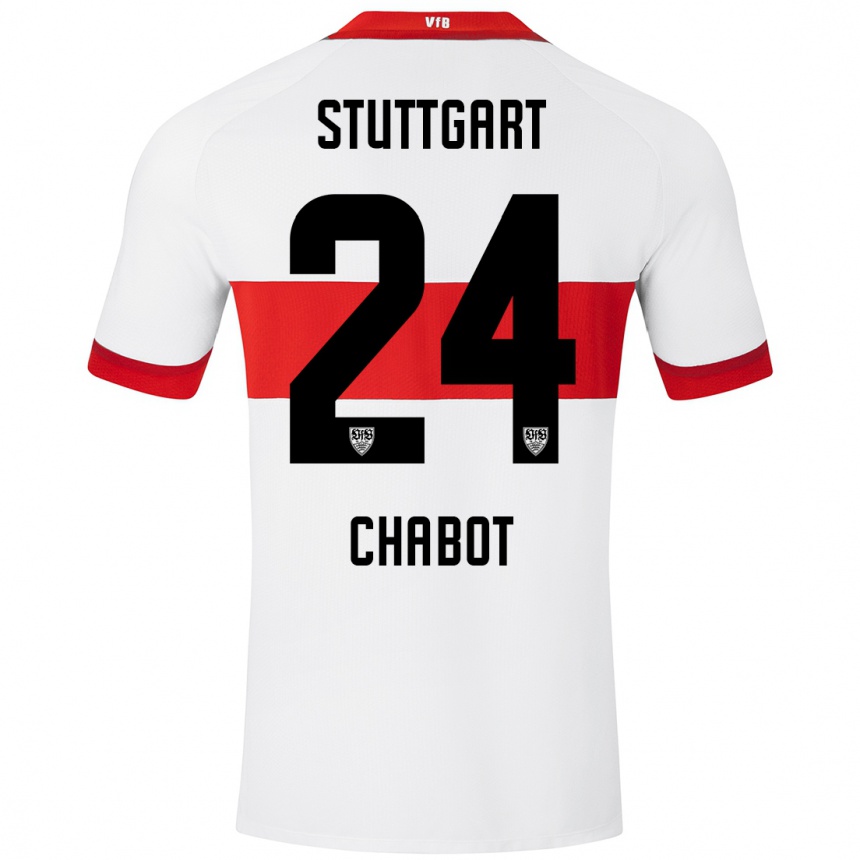 Kinder Fußball Jeff Chabot #24 Weiß Rot Heimtrikot Trikot 2024/25 T-Shirt Luxemburg