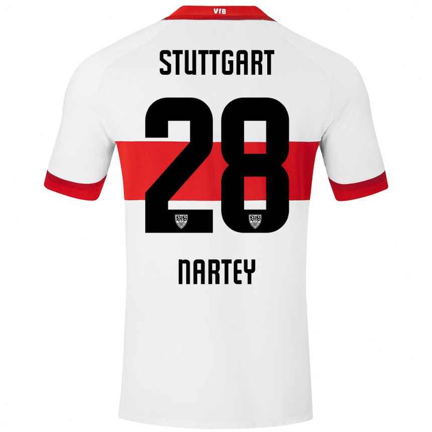 Kinder Fußball Nikolas Nartey #28 Weiß Rot Heimtrikot Trikot 2024/25 T-Shirt Luxemburg