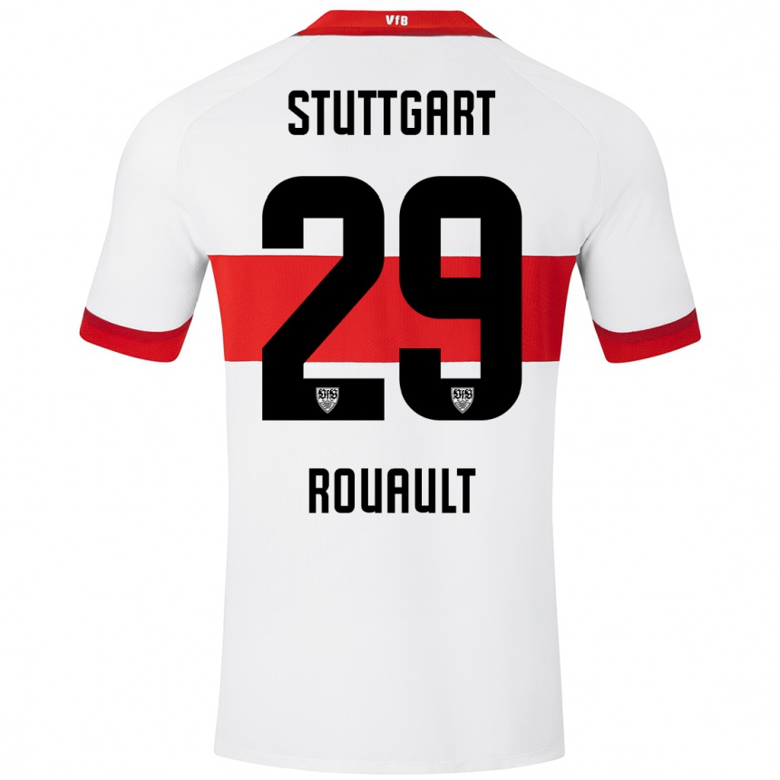 Kinder Fußball Anthony Rouault #29 Weiß Rot Heimtrikot Trikot 2024/25 T-Shirt Luxemburg