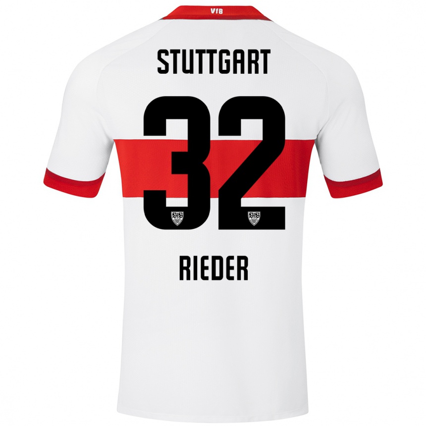 Kinder Fußball Fabian Rieder #32 Weiß Rot Heimtrikot Trikot 2024/25 T-Shirt Luxemburg