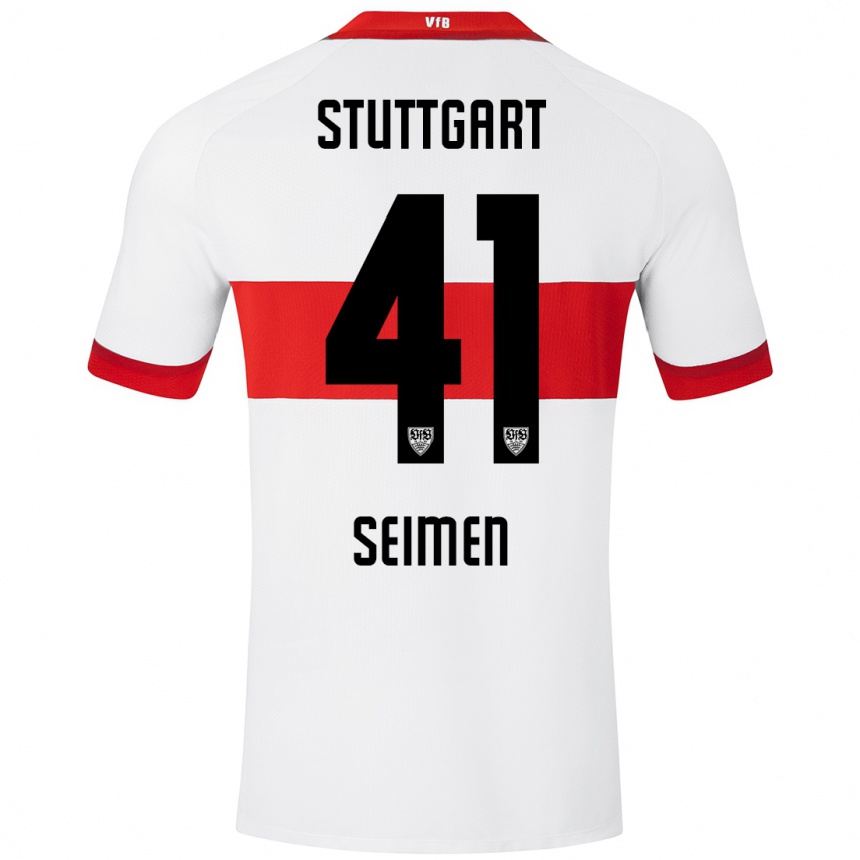 Kinder Fußball Dennis Seimen #41 Weiß Rot Heimtrikot Trikot 2024/25 T-Shirt Luxemburg