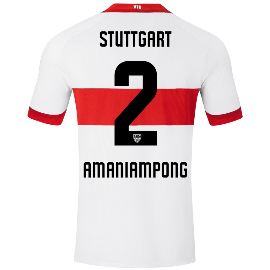 Kinder Fußball Kaden Amaniampong #2 Weiß Rot Heimtrikot Trikot 2024/25 T-Shirt Luxemburg