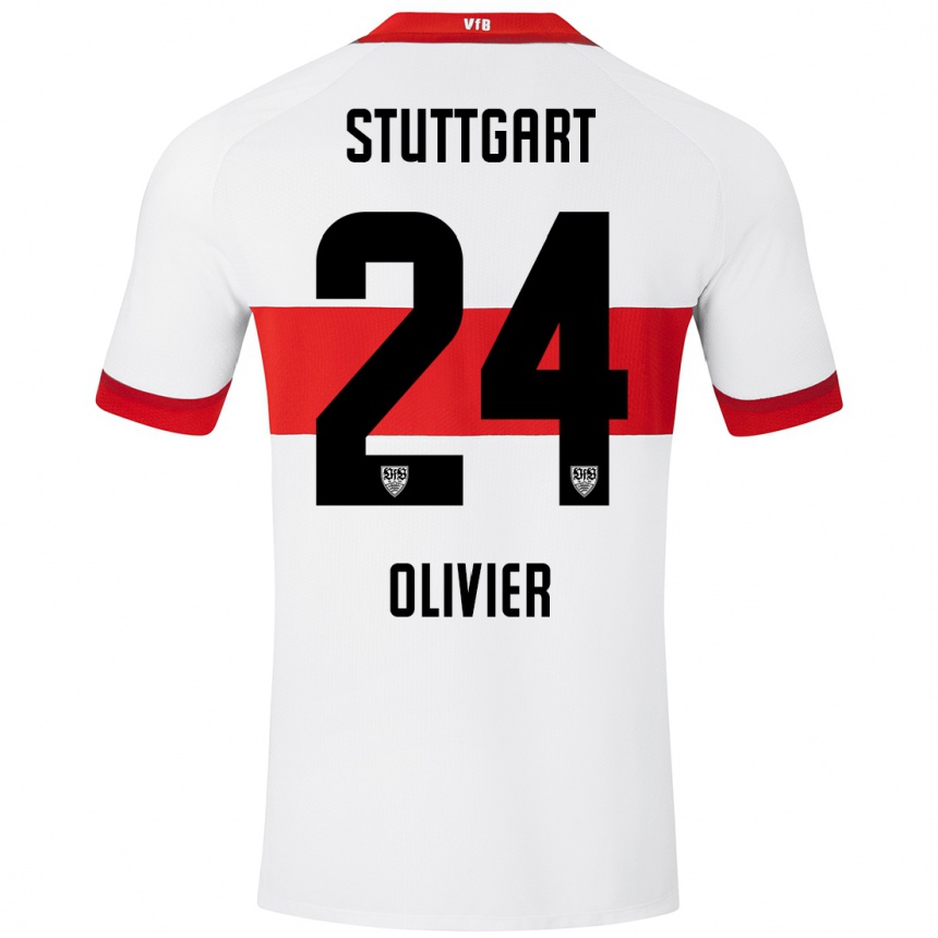 Kinder Fußball Christopher Olivier #24 Weiß Rot Heimtrikot Trikot 2024/25 T-Shirt Luxemburg