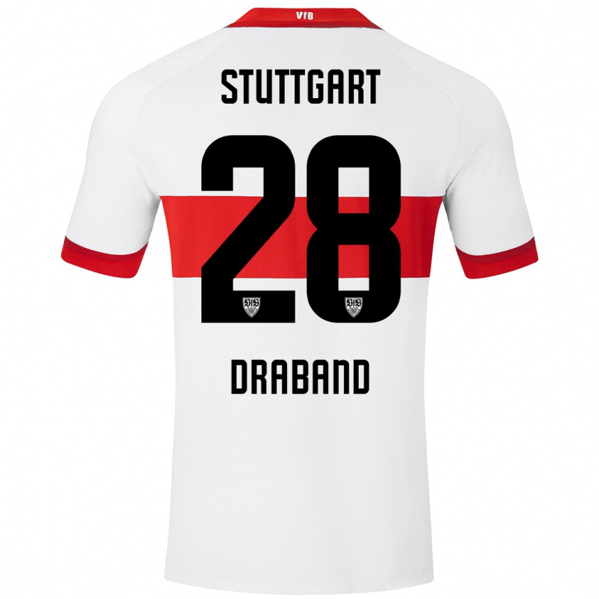 Kinder Fußball Dominik Draband #28 Weiß Rot Heimtrikot Trikot 2024/25 T-Shirt Luxemburg