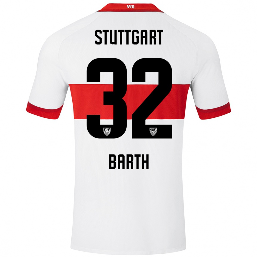 Kinder Fußball Tom Barth #32 Weiß Rot Heimtrikot Trikot 2024/25 T-Shirt Luxemburg