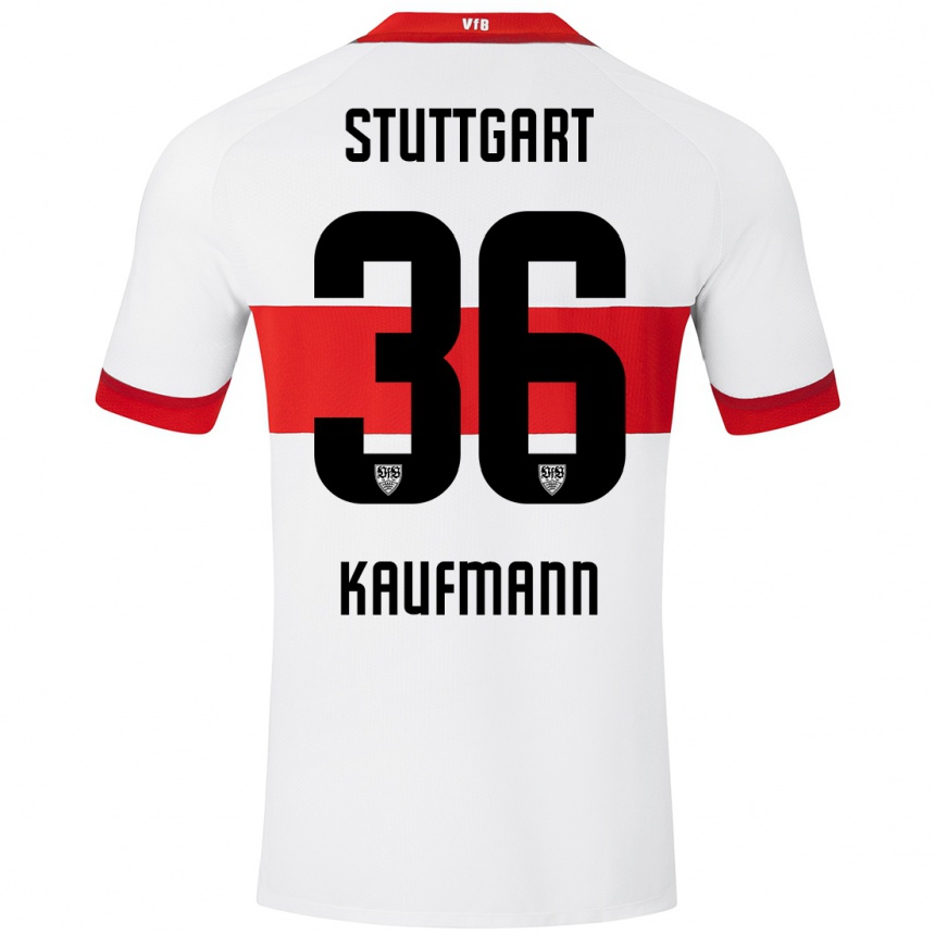 Kinder Fußball Tino Kaufmann #36 Weiß Rot Heimtrikot Trikot 2024/25 T-Shirt Luxemburg