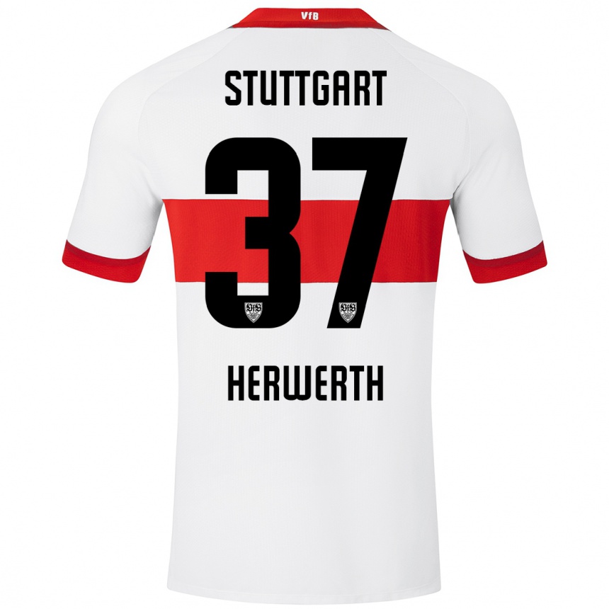 Kinder Fußball Maximilian Herwerth #37 Weiß Rot Heimtrikot Trikot 2024/25 T-Shirt Luxemburg