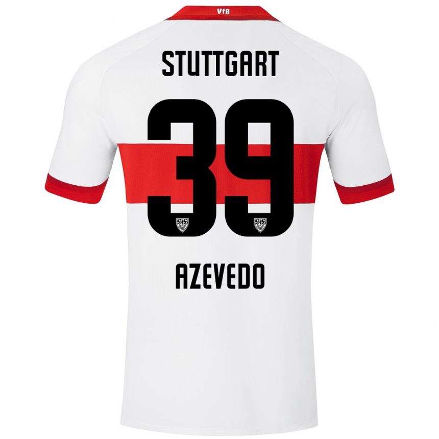 Kinder Fußball Alexandre Azevedo #39 Weiß Rot Heimtrikot Trikot 2024/25 T-Shirt Luxemburg