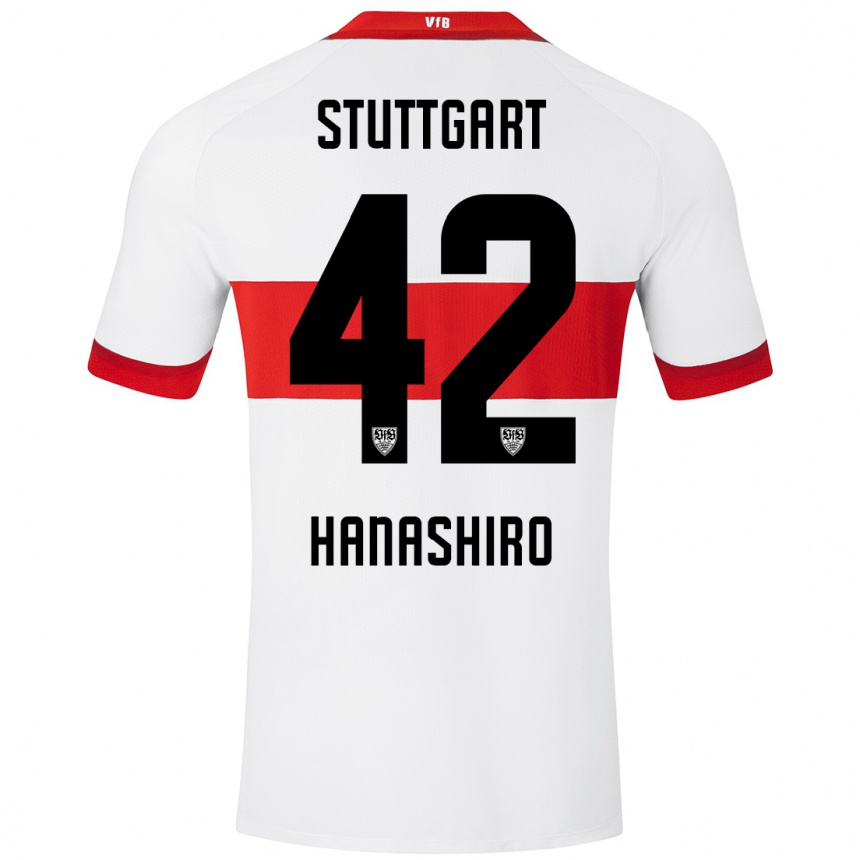 Kinder Fußball Rinto Hanashiro #42 Weiß Rot Heimtrikot Trikot 2024/25 T-Shirt Luxemburg