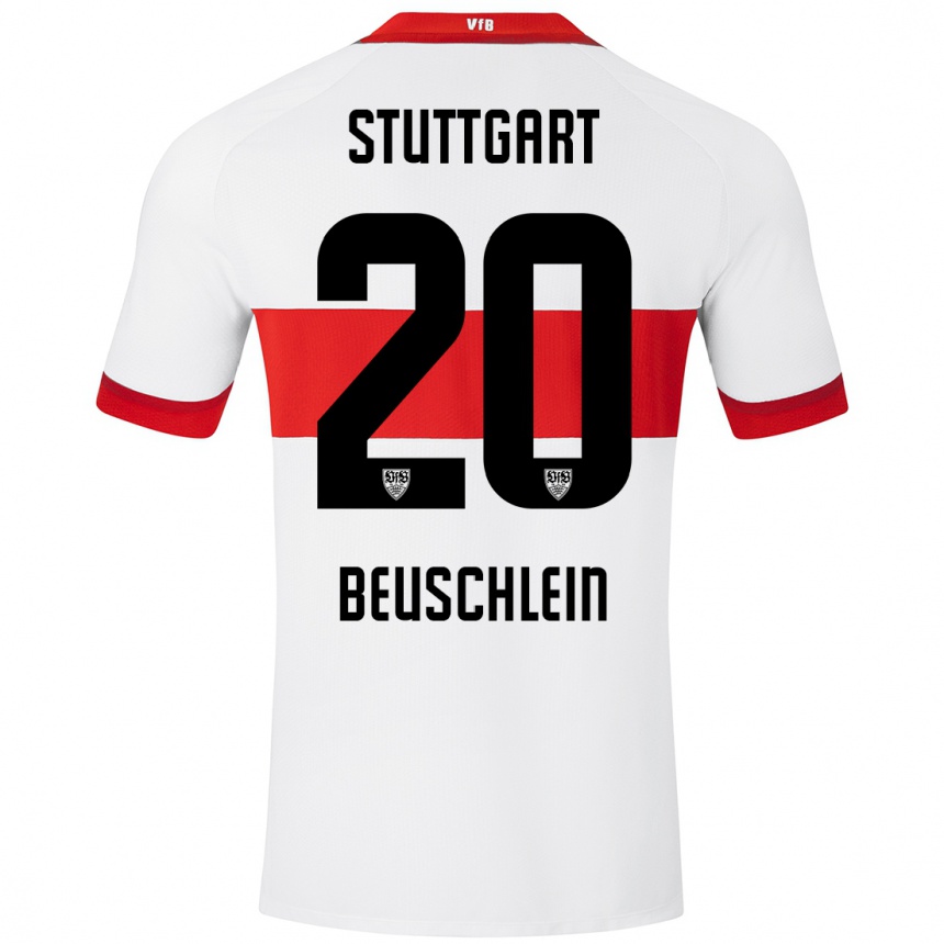 Kinder Fußball Jana Beuschlein #20 Weiß Rot Heimtrikot Trikot 2024/25 T-Shirt Luxemburg