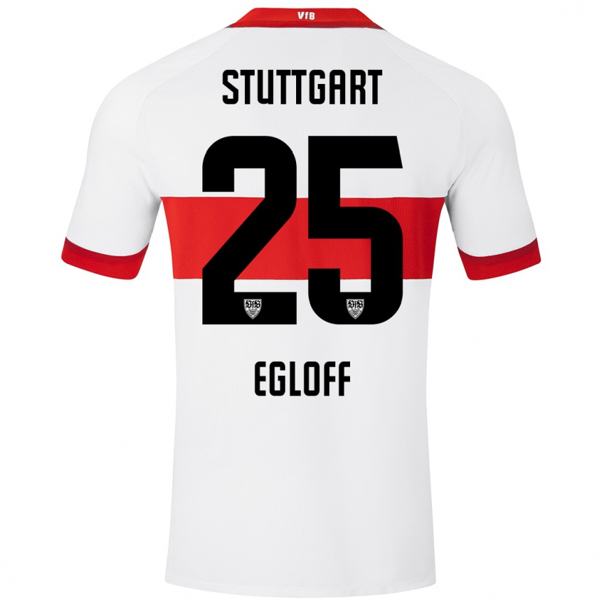 Kinder Fußball Lilian Egloff #25 Weiß Rot Heimtrikot Trikot 2024/25 T-Shirt Luxemburg