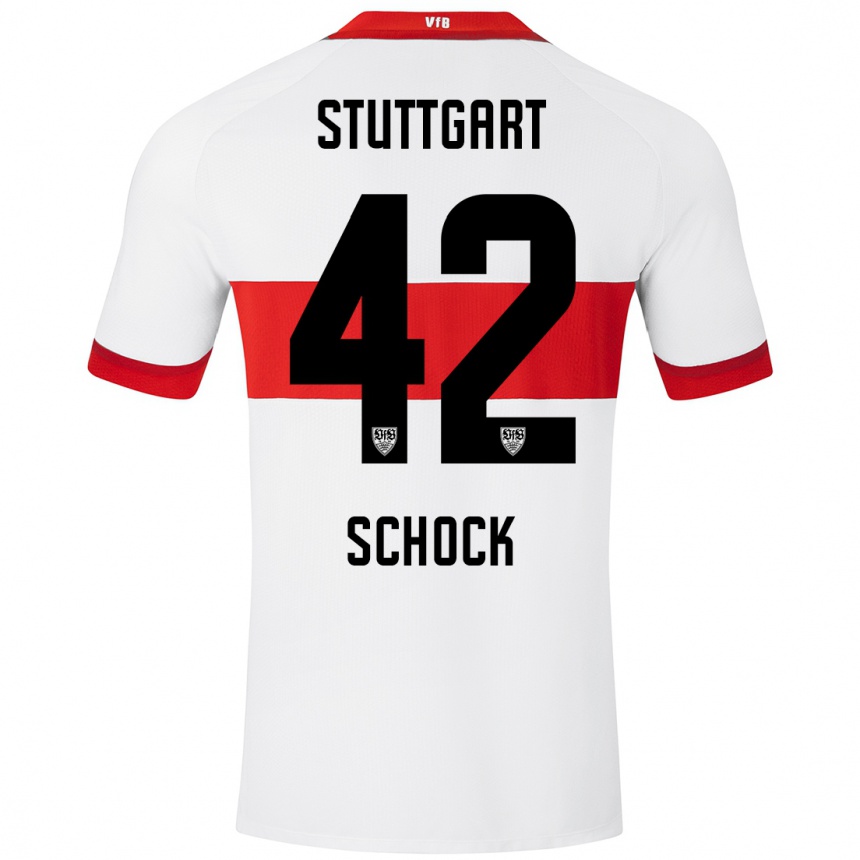 Kinder Fußball Florian Schock #42 Weiß Rot Heimtrikot Trikot 2024/25 T-Shirt Luxemburg