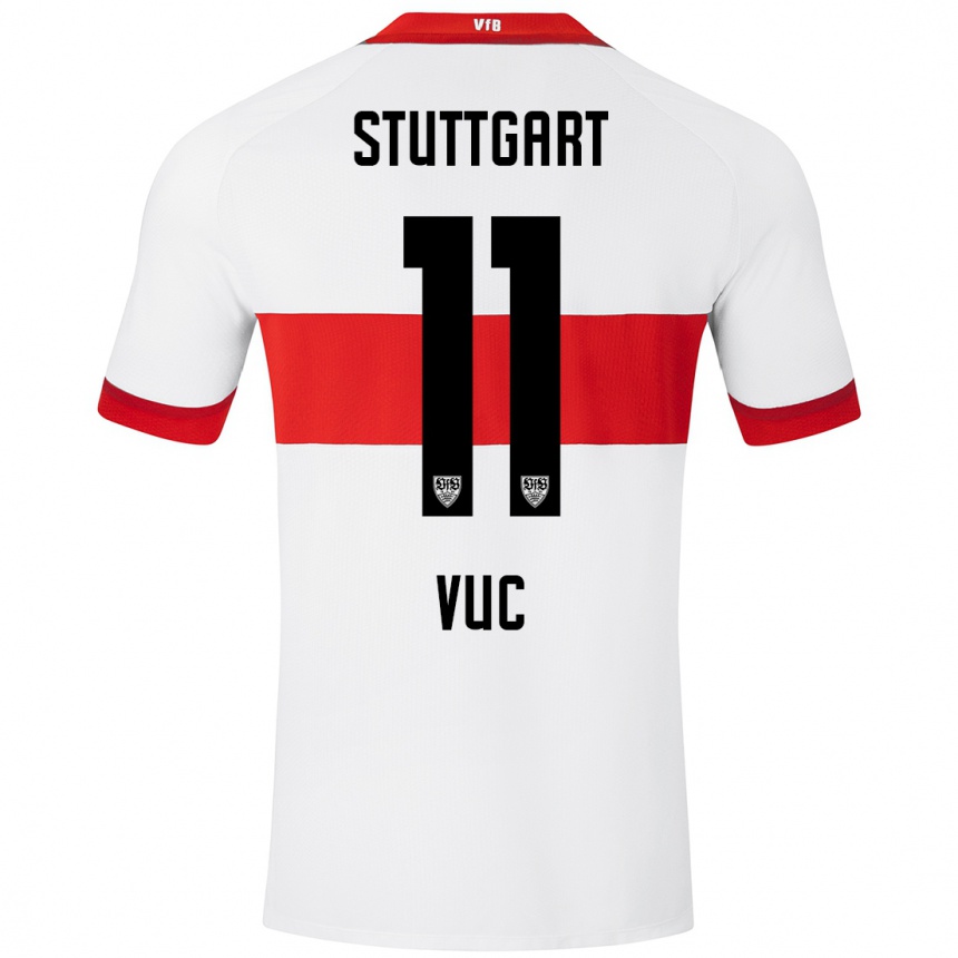 Kinder Fußball Patrick Vuc #11 Weiß Rot Heimtrikot Trikot 2024/25 T-Shirt Luxemburg