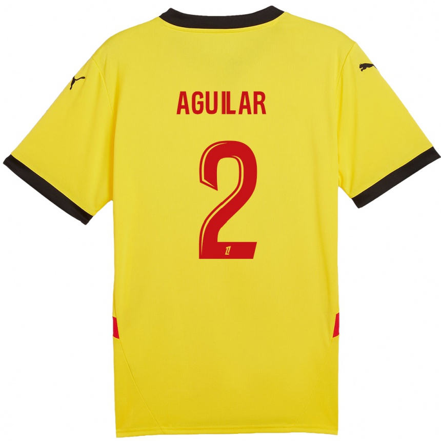 Kinder Fußball Ruben Aguilar #2 Gelb Rot Heimtrikot Trikot 2024/25 T-Shirt Luxemburg