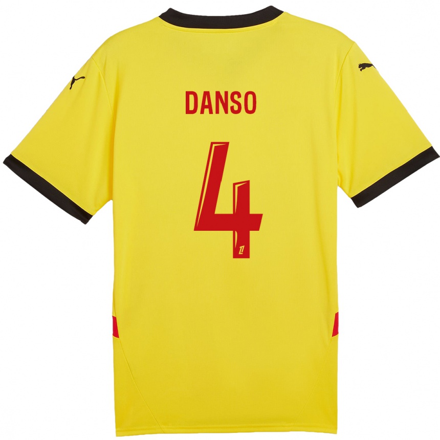 Kinder Fußball Kevin Danso #4 Gelb Rot Heimtrikot Trikot 2024/25 T-Shirt Luxemburg