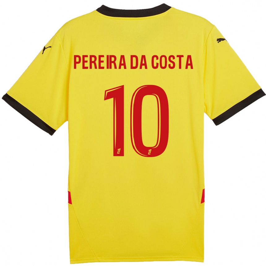 Kinder Fußball David Pereira Da Costa #10 Gelb Rot Heimtrikot Trikot 2024/25 T-Shirt Luxemburg