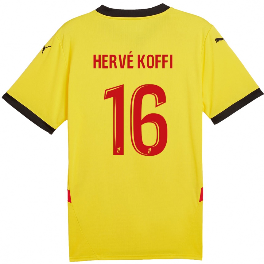 Kinder Fußball Hervé Koffi #16 Gelb Rot Heimtrikot Trikot 2024/25 T-Shirt Luxemburg