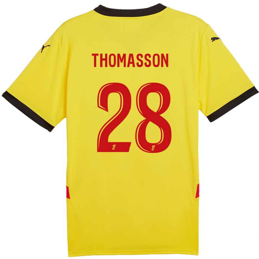 Kinder Fußball Adrien Thomasson #28 Gelb Rot Heimtrikot Trikot 2024/25 T-Shirt Luxemburg