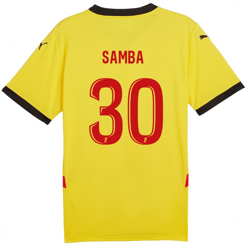 Kinder Fußball Brice Samba #30 Gelb Rot Heimtrikot Trikot 2024/25 T-Shirt Luxemburg