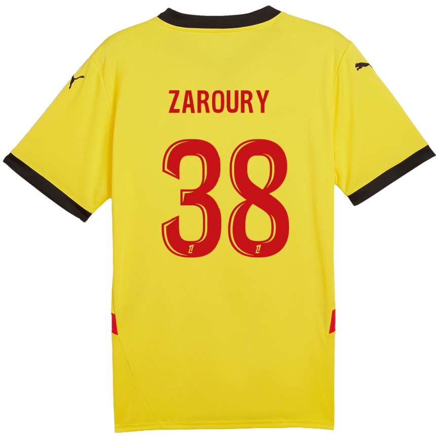 Kinder Fußball Anass Zaroury #38 Gelb Rot Heimtrikot Trikot 2024/25 T-Shirt Luxemburg