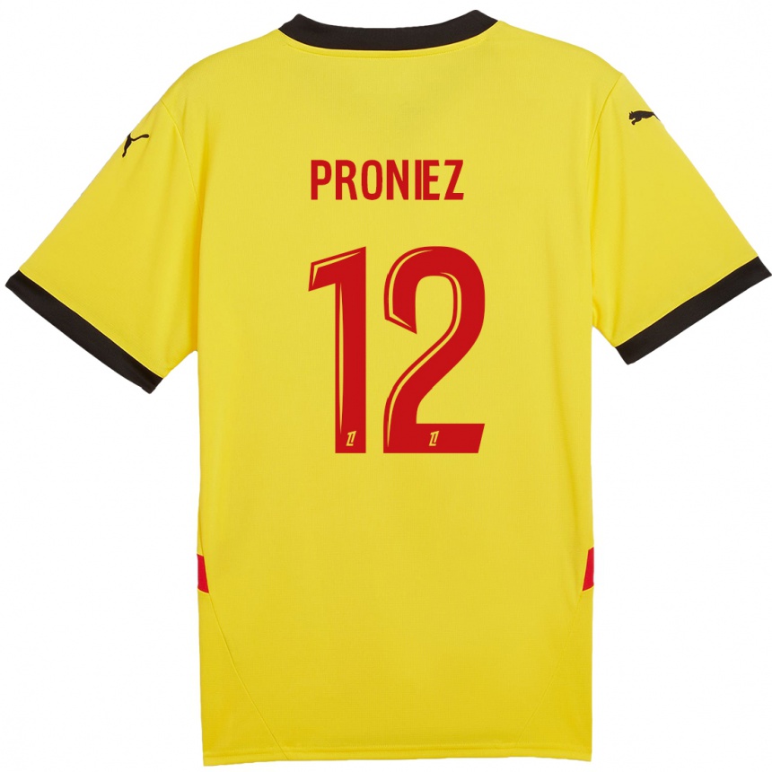 Kinder Fußball Fany Proniez #12 Gelb Rot Heimtrikot Trikot 2024/25 T-Shirt Luxemburg