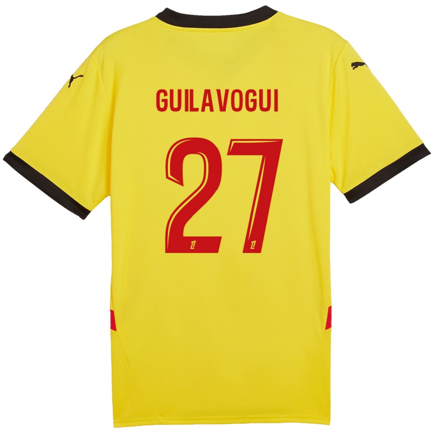 Kinder Fußball Morgan Guilavogui #27 Gelb Rot Heimtrikot Trikot 2024/25 T-Shirt Luxemburg