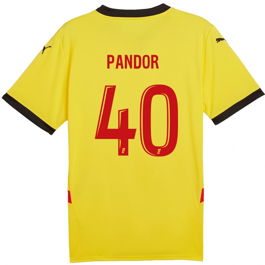 Kinder Fußball Yannick Pandor #40 Gelb Rot Heimtrikot Trikot 2024/25 T-Shirt Luxemburg