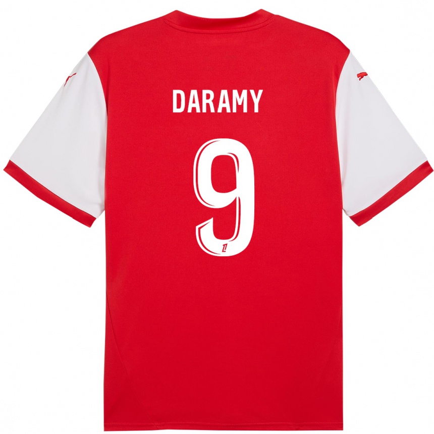 Kinder Fußball Mohamed Daramy #9 Rot Weiß Heimtrikot Trikot 2024/25 T-Shirt Luxemburg