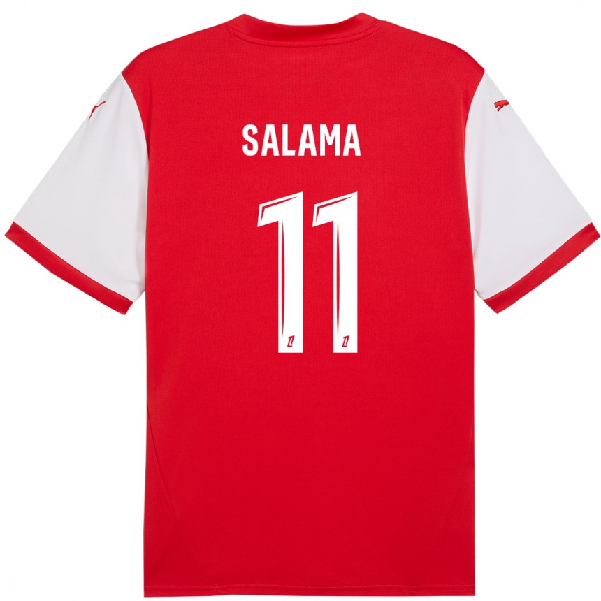 Kinder Fußball Amine Salama #11 Rot Weiß Heimtrikot Trikot 2024/25 T-Shirt Luxemburg