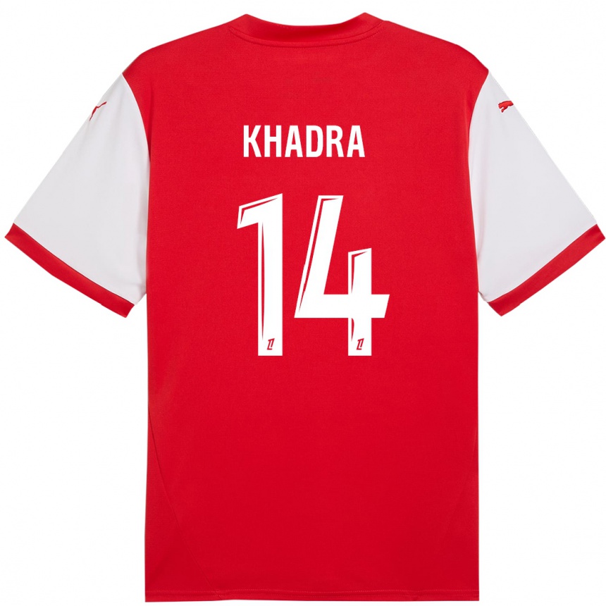 Kinder Fußball Reda Khadra #14 Rot Weiß Heimtrikot Trikot 2024/25 T-Shirt Luxemburg