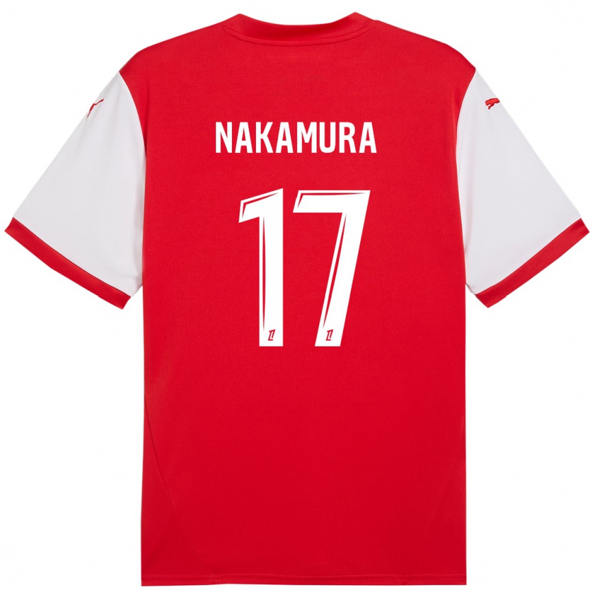 Kinder Fußball Keito Nakamura #17 Rot Weiß Heimtrikot Trikot 2024/25 T-Shirt Luxemburg