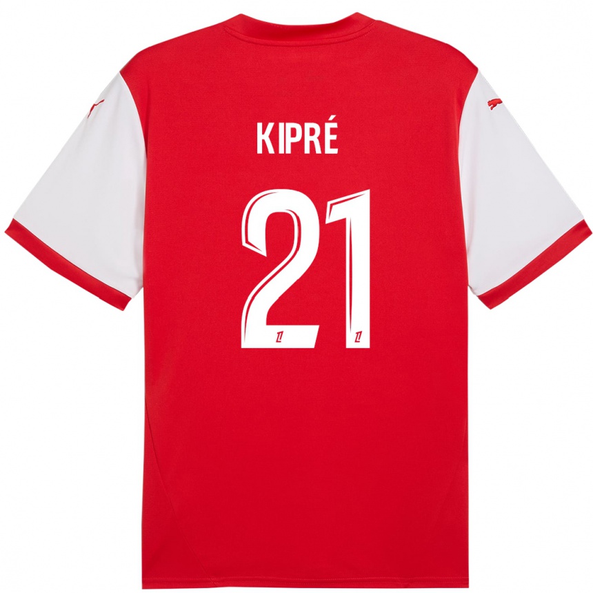 Kinder Fußball Cédric Kipré #21 Rot Weiß Heimtrikot Trikot 2024/25 T-Shirt Luxemburg